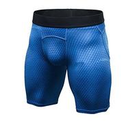 Beiersi Men's Skin Tights Compression Leggings Shorts Pants Base Layer Training Running Sport Activewear with 3D Digital Print Pattern (Medium, Blue)