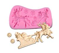 Beiersi Santa Sleigh Silicone Mold Fondant Cake Icing Sugarcraft Decorating Mould Tools (Style 1)
