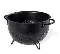 beifeier Metal Colander for Kitchen with Handle, 5 Quart Large Pasta Strainer, Kitchen Drain Basket with Three-Leg Base for Vegetable Fruit Berry (BrightBlack)