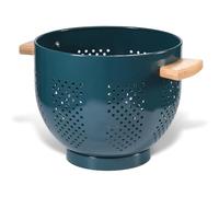 beifeier Metal Colander for Kitchen with Wooden Handle and Sturdy Base, 5.5 Quart Large Strainer for Draining Pasta Vegetable Fruit, Durable Kitchen Essentials (Deepgreen)