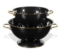 beifeier Metal Colander Set - 3.5 & 5 Quart, Colander for Kitchen with Handle and Base, Kitchen Essential Strainer for Draining Pasta Fruits Vegetables, Dishwasher Safe (LightBlack)