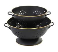 beifeier Metal Colander Set - 3.5 & 5 Quart, Colander for Kitchen with Handle and Base, Kitchen Essential Strainer for Draining Pasta Fruits Vegetables, Dishwasher Safe (MatteBlack)
