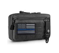Beifeitu Tactical Outdoor Molle Admin Pouch Tool Utility Bag Horizontal Modular Pouches Include American USA Flag Patch and Keychain (Black)