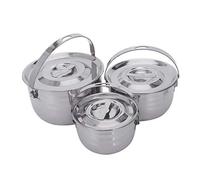 Beifenl Camping Cookware Set Stainless Steel Compact Campfire Cooking Pots And Pans Rugged 3Pc Cook Set For Outdoor Hiking Barbecue