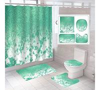 beifivcl 4Pcs Shower Curtain Sets, Bathroom Sets with Shower Curtain,Green