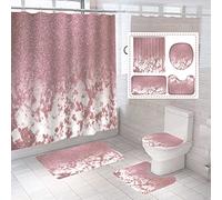 beifivcl 4Pcs Shower Curtain Sets, Bathroom Sets with Shower Curtain,Pink