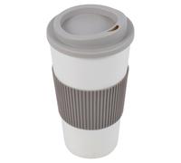 (Beige, 1) 450ml Double Wall Drinking Cup Warm Coffee Tea Travel Reusable Mug Screw On Lid