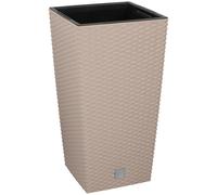 (Beige, 1) Square Elegant Tall Large Plant Pot Flower Indoor Outdoor [Small]