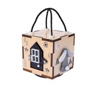 (beige, 10*10*10cm) Busy Activity Cube Wooden Busy Cube with Handle, Busy Board Montessori Toy for Toddlers, Basic Life Skills Learning for Children 36 Months