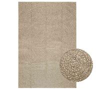 (beige, 140 x 200 cm/round design) vidaXL Rug Floor Carpet for Indoor and Outdoor Door Mat Kitchen Rug Jute Look