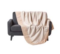 (Beige, 150 x 200 cm) Cotton Gingham Check Throw