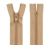 Beige 18 Inch 45.7 cm Nylon Dressmaking Zip, Closed End, Size No #3, Auto Lock Pull, Standard Sewing & Craft Zipper - Perfect for Clothes, Bags, Cushions, Pockets & More - Giddy Square