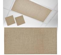 Beige 2 Pack Fluorescent Light Cover 4x2 Feet, Farmhouse Burlap Solid Brown Color Modern Linen Texture Lights Filters Drop Fluorescent Lights Shade, Magnetic Ceiling Classroom Light Cover for Office