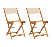 (beige, 2 pcs) vidaXL Bistro Chairs Outdoor Chair Dining Chair Solid Wood Acacia and Fabric