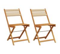 (beige, 2 pcs) vidaXL Bistro Chairs Outdoor Dining Chair Solid Wood Acacia and Polypropylene