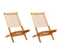 (beige, 2 pcs) vidaXL Folding Garden Chairs 6 pcs Chairs Cream White Fabric and Solid Wood