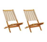 (beige, 2 pcs) vidaXL Garden Chairs Outdoor Dining Chair Solid Wood Acacia and Polypropylene