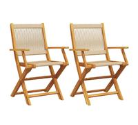 Garden chairs 2pcs Beige Solid Acacia Wood Folding Patio Seat 54x57x91cm Outdoor