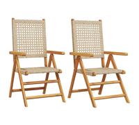 (beige, 2 pcs) vidaXL Reclining Garden Chairs Outdoor Chair Armchair Poly Rattan & Solid Wood