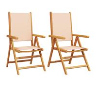 (beige, 2 pcs) vidaXL Reclining Garden Chairs Outdoor Chairs Armchair Fabric & Solid Wood