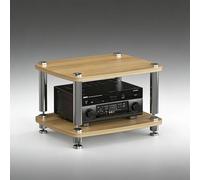 Beige 2-Tier AV Media Stand Vibration Damping Speaker Cabinet Stylish Record Player & Game Console Storage Unit Modern Entertainment Center Furniture