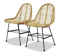 (Beige, 2) vidaXL 2/4/6x Dining Chairs Natural Rattan Kitchen Furniture Seat Beige/Black