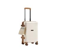 (Beige) 20-Inch Hard Shell Scratch-Resistant PP Luggage with Cup Holder, TSA Lock & Expandable Design-Cabin Trolley For Travel