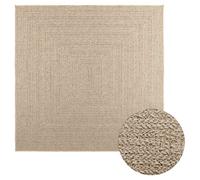 vidaXL beige rug carpet - polypropylene area mat for indoor/outdoor, jute look, 200x200 cm, patio/garden