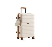 (Beige) 24-Inch Hard Shell Scratch-Resistant PP Luggage with Cup Holder, TSA Lock & Expandable Design-Check-in Luggage For Travel