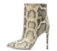 Beige,3.5 UK,Womens Heeled Ankle Boots Pointed Toe 4.7 inch Stiletto High Heel Fashion Booties with Pull on Design and PU Leather Dress Evening Party Shoes