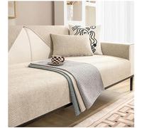 Beige 3-Seater Sofa Cover with Armrests Non-Slip Couch Blanket Cotton & Linen Corner Sofa Cushion Protector Cat Scratch Resistant 90x160cm