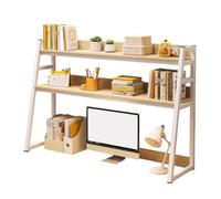 Beige 3 Tier Ladder Desk Shelf Multifunctional Wall Shelf for Home Office & Dorm Stylish Upper Storage Solution 75x90cm 30x35in