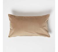 Luxury Soft Velvet Cushion Homescapes Beige 30cm x 50cm
