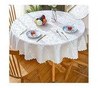 Beige 300 cm Round Tablecloth Waterproof Floral Design Elegant Polyester Dining Table Cover Perfect for Home Decor and Special Events