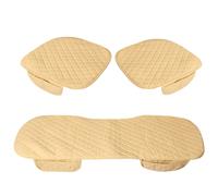 (Beige) 3Pcs Car Seat Cover Universal PU Leather Protector Cushion Front Rear