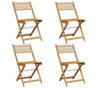 (beige, 4 pcs) vidaXL Bistro Chairs Outdoor Dining Chair Solid Wood Acacia and Polypropylene