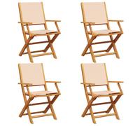 (beige, 4 pcs) vidaXL Garden Chairs Outdoor Chair Dining Chair Solid Wood Acacia and Fabric