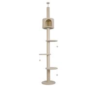 (Beige) 4-Tier Cat Tree Floor To Ceiling Climbing Tower