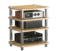 Beige 4-Tier Classic Wood Audio-Video Rack Media nizer & Game Console Stand for Gaming Living Room Meeting & Recording Spaces