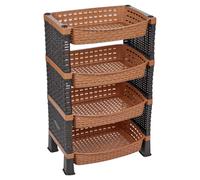 URBNLIVING 4 Tier Shelves Fruit Vegetable Baskets Storage Cart Rack Home Kitchen Organiser (Beige)
