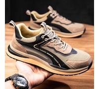 (beige, 46) Labor protection shoes, suede, steel head, anti-smashing, puncture-proof, breathable, deodorant, anti-slip rubber soles, working shoes