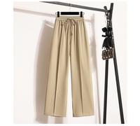 (beige, 4XL) DIMANAF 2024 Plus Size Spring Long Pants Women High Waist Vintage Belt Straight Solid Pants Loose Casual Basic Trousers Wide Leg Pants 5XL