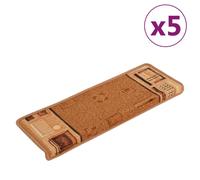 vidaXL Stair Mats Self-adhesive 5 pcs 65x21x4 cm Beige