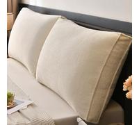 Beige,53inch/135cm,Segmented Bedside Cushion Large Support Backrest Textured Fleece King Headboard Pillow Double Daybed Dorm Positioning Pillowboard Full Cotton Bolster