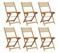(beige, 6 pcs) vidaXL Bistro Chairs Outdoor Dining Chair Solid Wood Acacia and Polypropylene