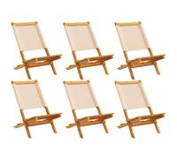 (beige, 6 pcs) vidaXL Folding Garden Chairs 6 pcs Chairs Cream White Fabric and Solid Wood