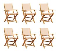 (beige, 6 pcs) vidaXL Garden Chairs Outdoor Chair Dining Chair Solid Wood Acacia and Fabric