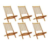 (beige, 6 pcs) vidaXL Garden Chairs Outdoor Dining Chair Solid Wood Acacia and Polypropylene