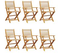 (beige, 6 pcs) vidaXL Garden Chairs Seating 2 pcs Beige Solid Wood Acacia and Polypropylene
