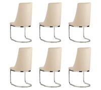 (Beige, 6) Soft Velvet With Silver Chrome Frame Dining Chairs